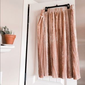Champagne velvet midi skirt